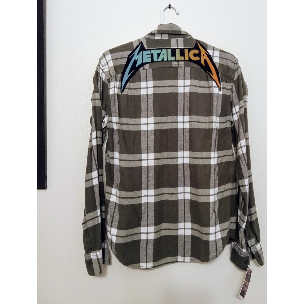 Metallica Heavy Metal Band One of A Kind Upcycled Flannel Jacket Hand Sewn SZ S